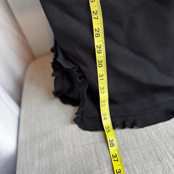 Women’s Size 4 Black Polyester Dress - Ruffled V-Neck, Slit & Sleeve, Back Zip - Picture 6 of 9